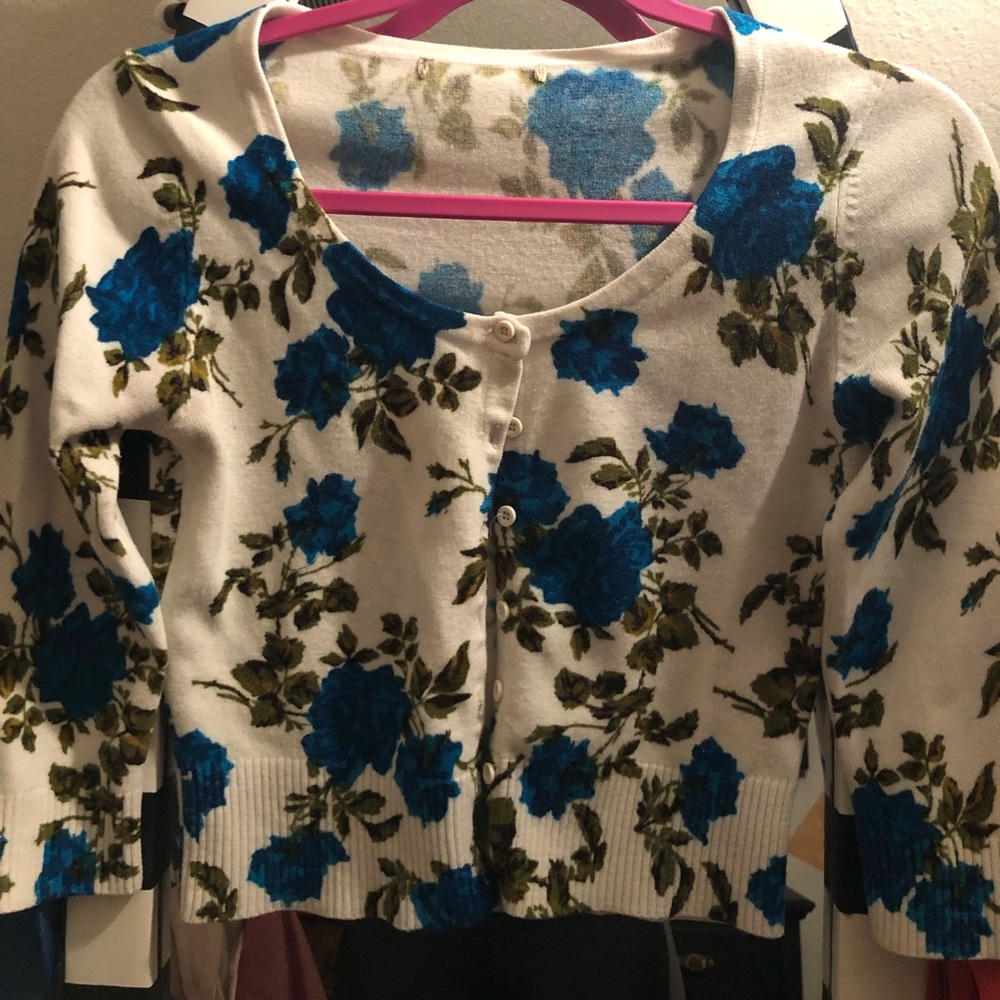 Floral cropped cardigan